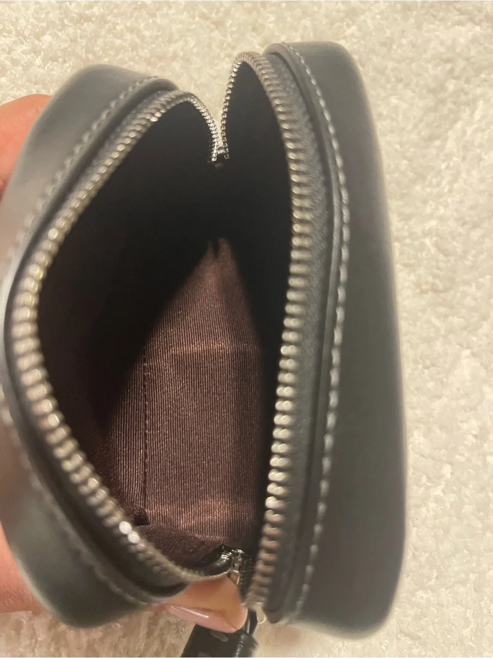 Coach Black Leather Wristlet with Red, Pink & Purple Heart Lightning Motif